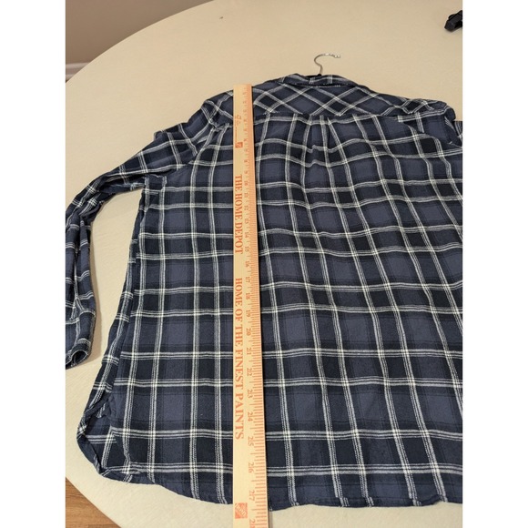 Woolrich XXL Blue White Plaid Flannel Long Sleeve Button Down Shirt - Picture 3 of 4